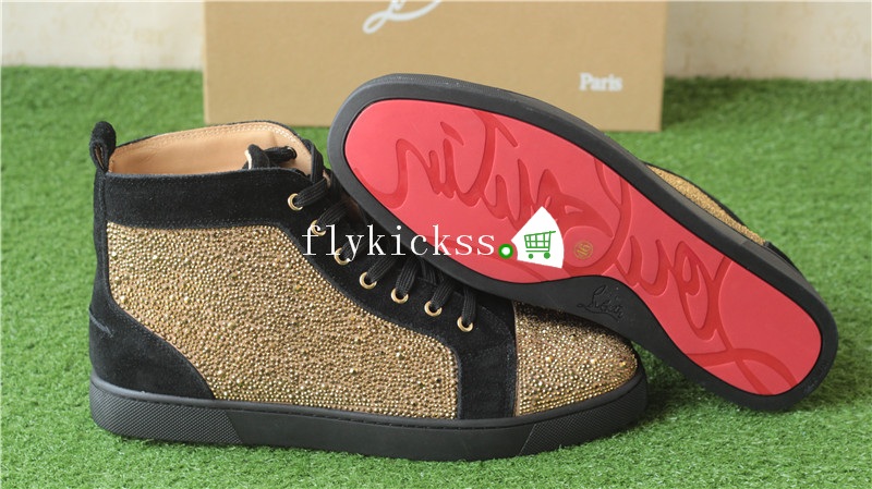 Christian Louboutin Flat Spike Sneaker High Top Golden Diamond